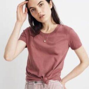 Madewell Front Tie T-shirt, Dusty Rose, Size M